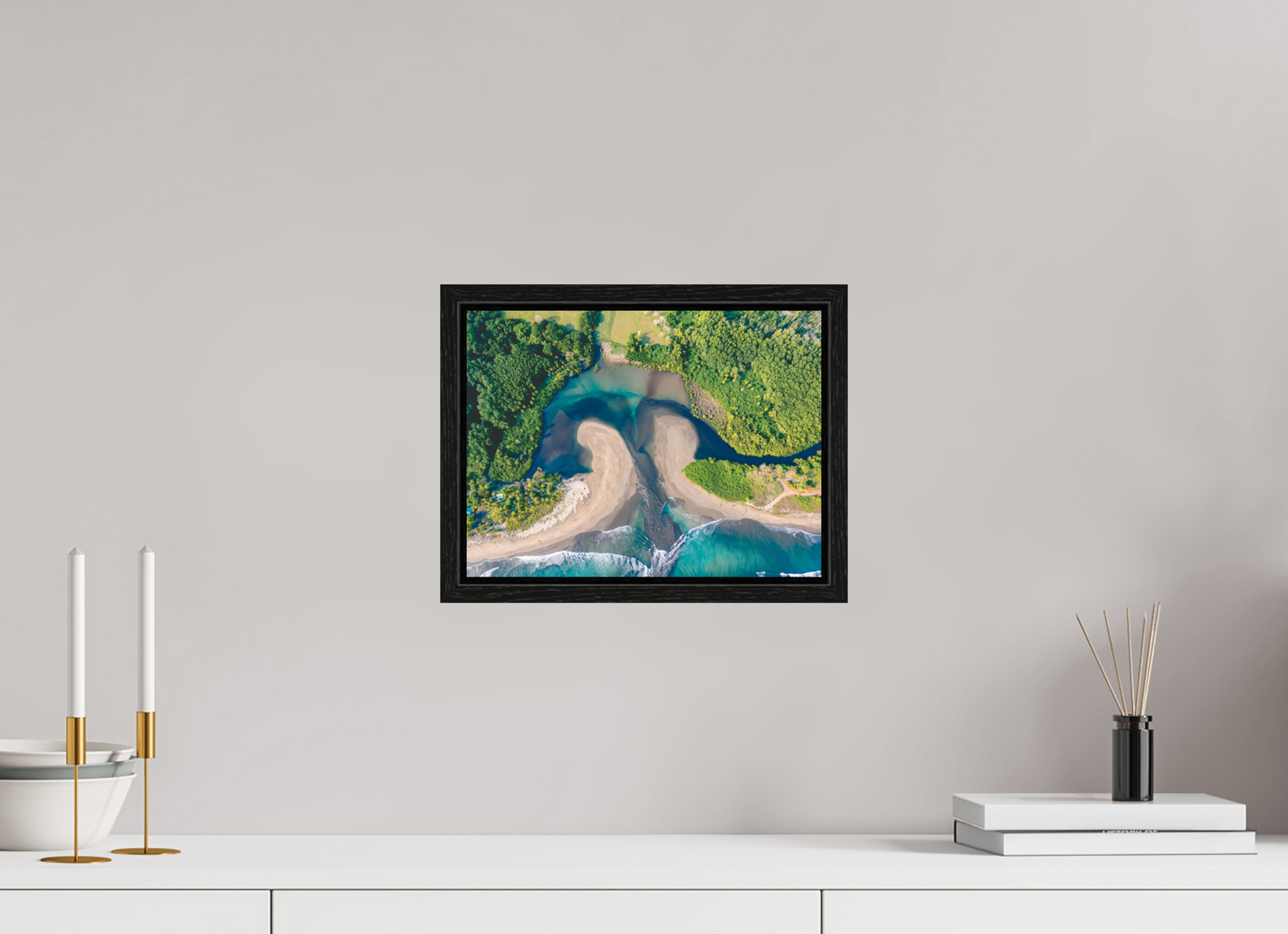 Convergence - Costa de Oro Aerial Estuary Wall Art Print | Turquoise Ocean & Jungle River