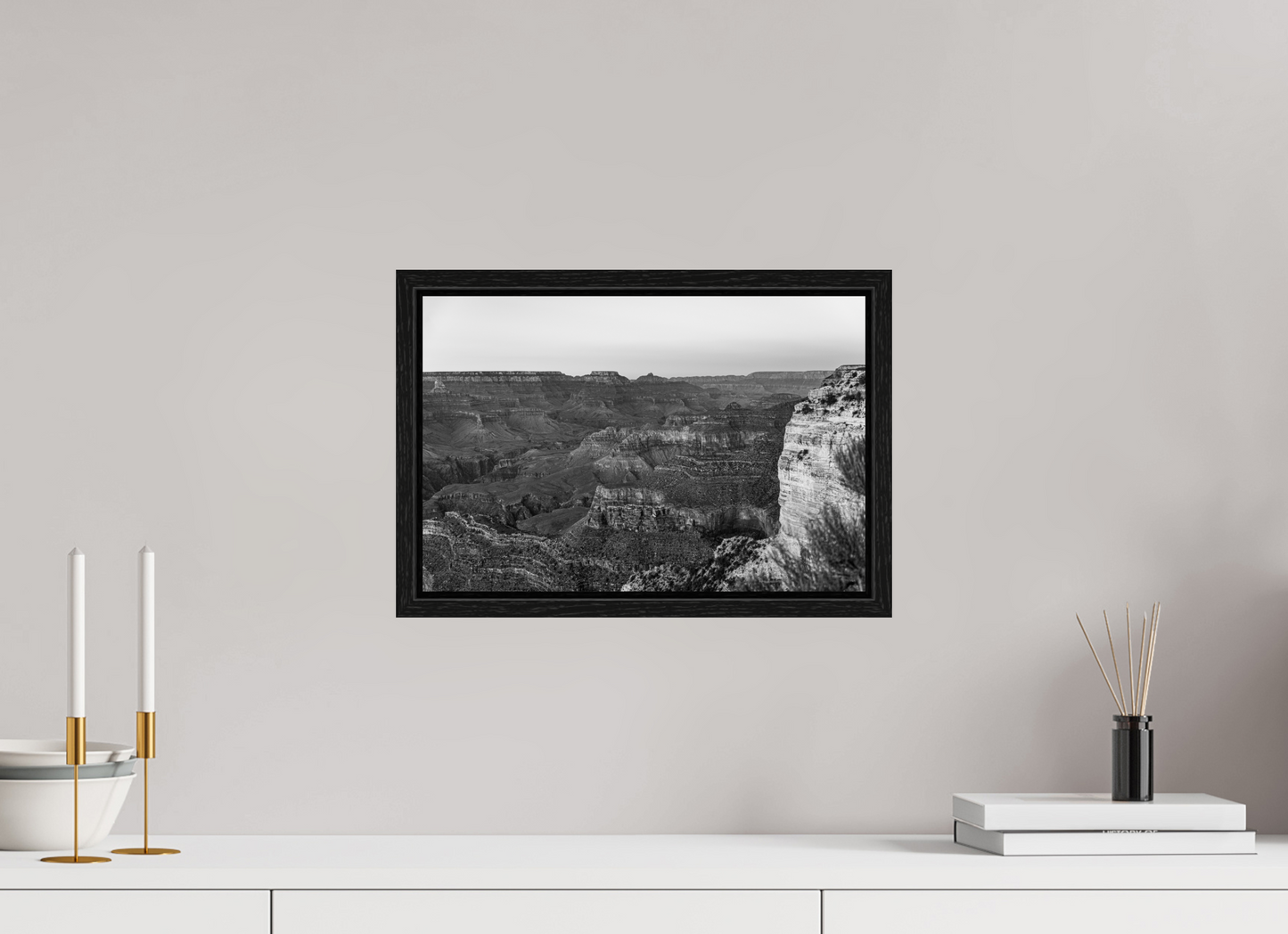 Stone Silence - Black and White Grand Canyon Landscape Print | Textured Canyon View from Hopi Point