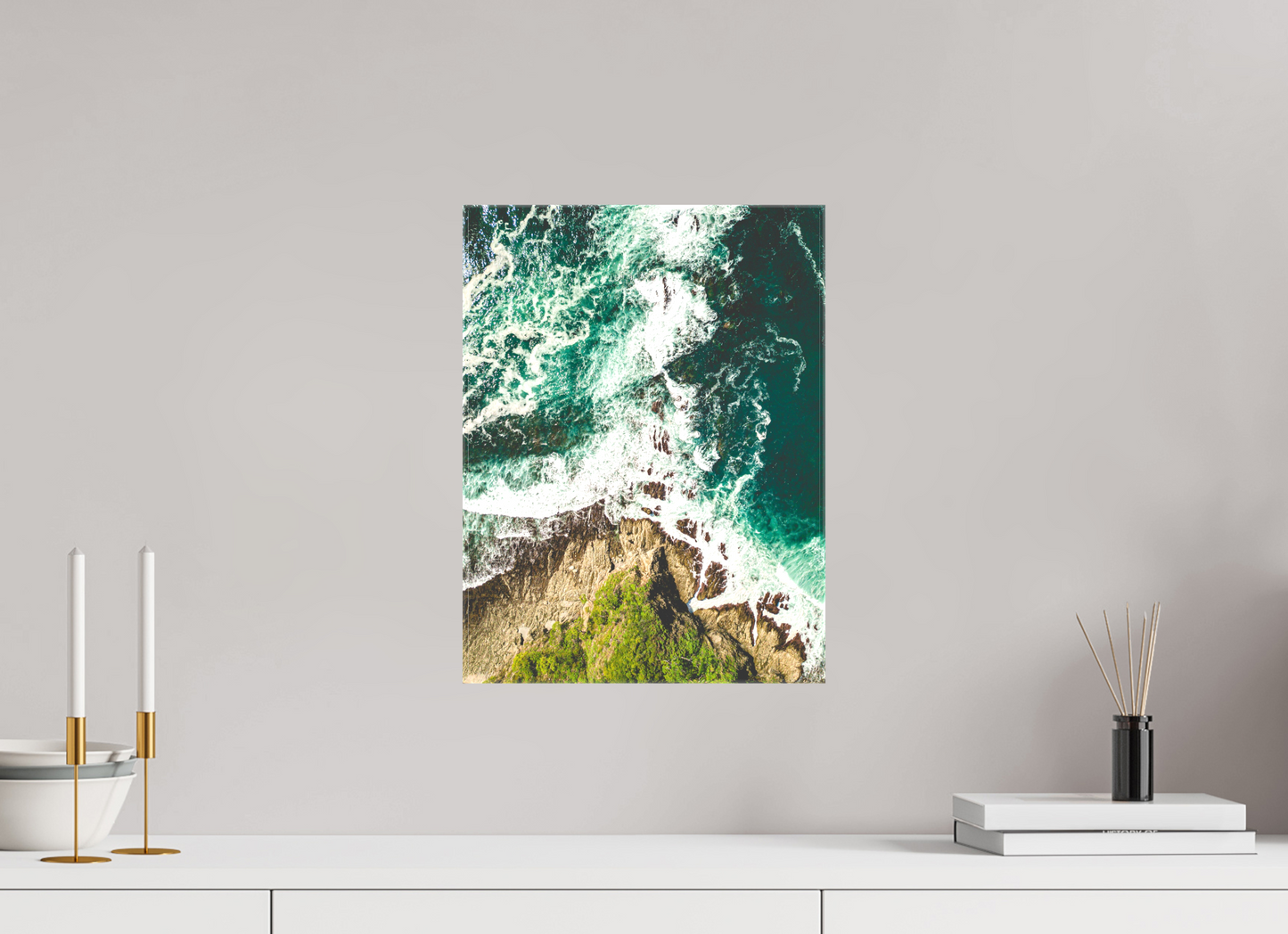 Ocean’s Edge Barrigona Aerial Coastal Wall Art Print | Blue Green Sea & Cliffs