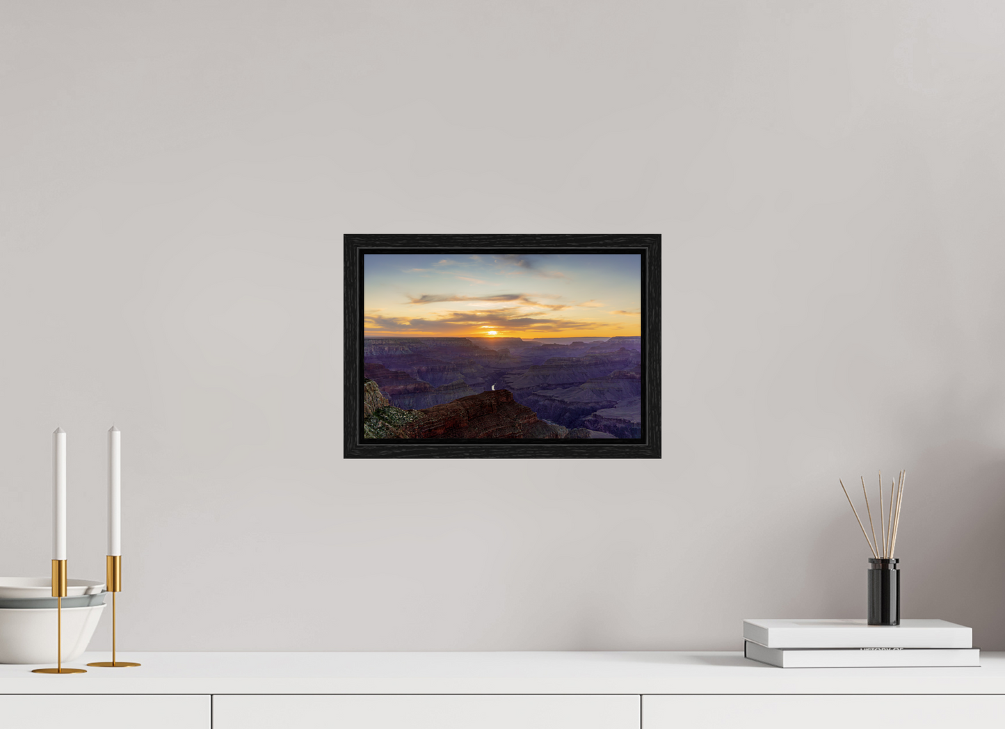 Heavenly West – Grand Canyon Sunset Wall Art Print | Golden Sky & Purple Cliffs from Hopi Point