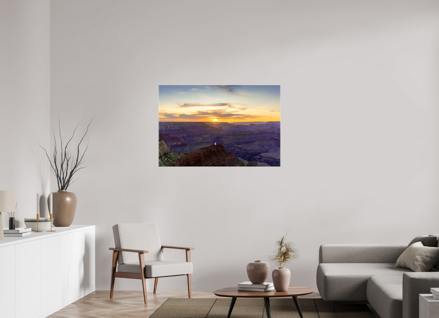 Heavenly West – Grand Canyon Sunset Wall Art Print | Golden Sky & Purple Cliffs from Hopi Point