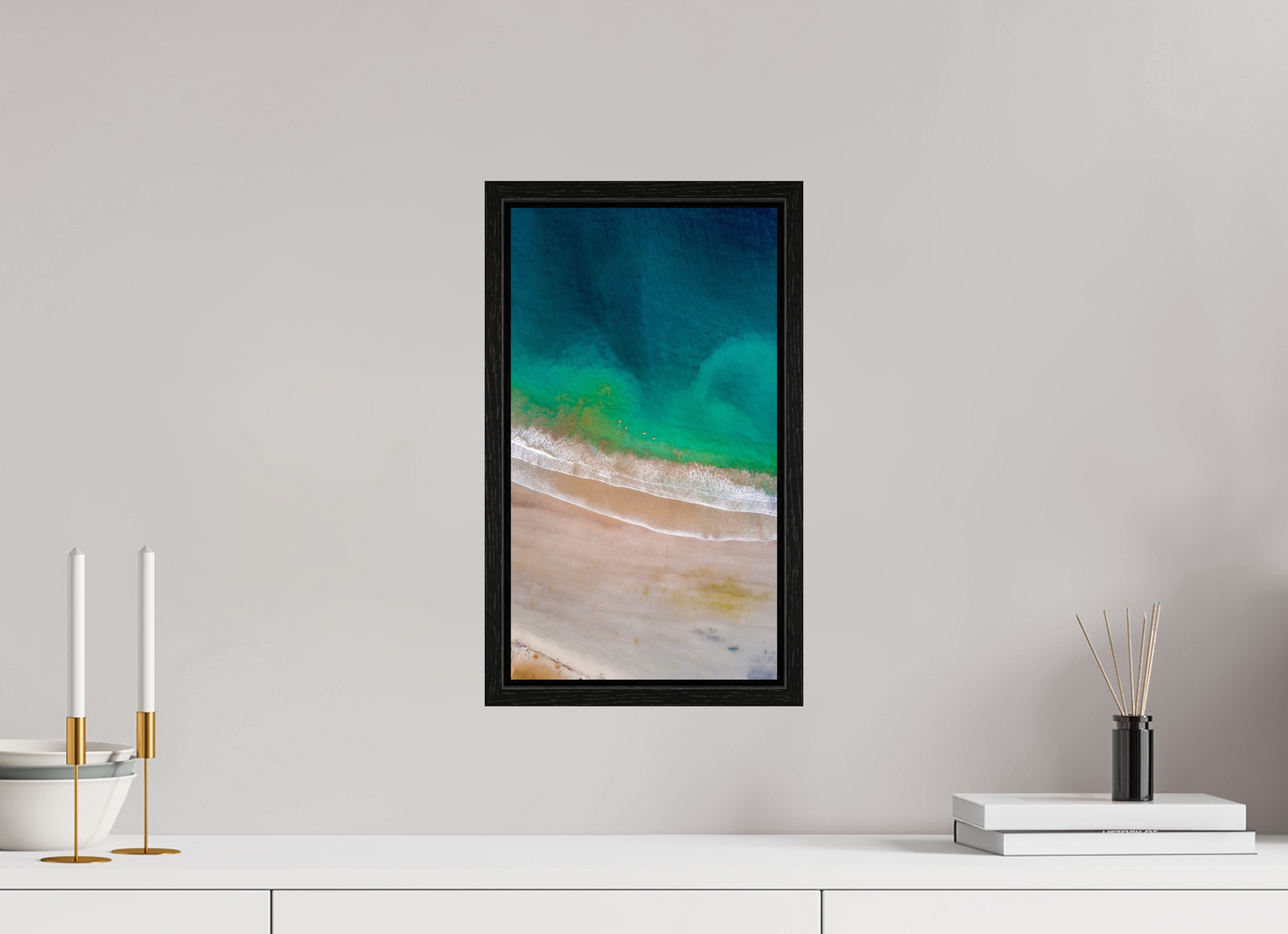 Calm Before the Tide in Sámara Vertical Ocean Wall Art Print | Turquoise to Deep Blue Gradient