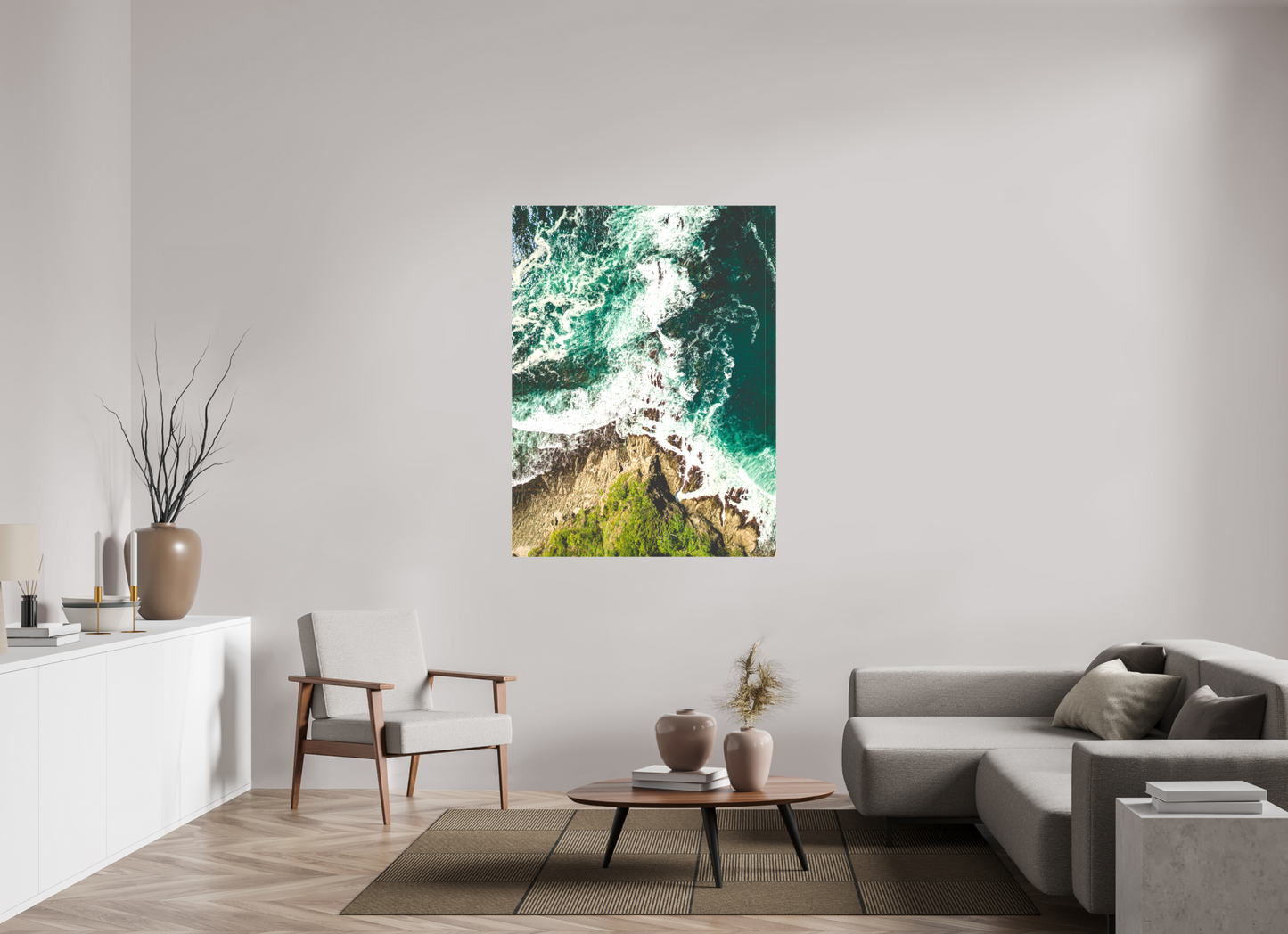Ocean’s Edge Barrigona Aerial Coastal Wall Art Print | Blue Green Sea & Cliffs