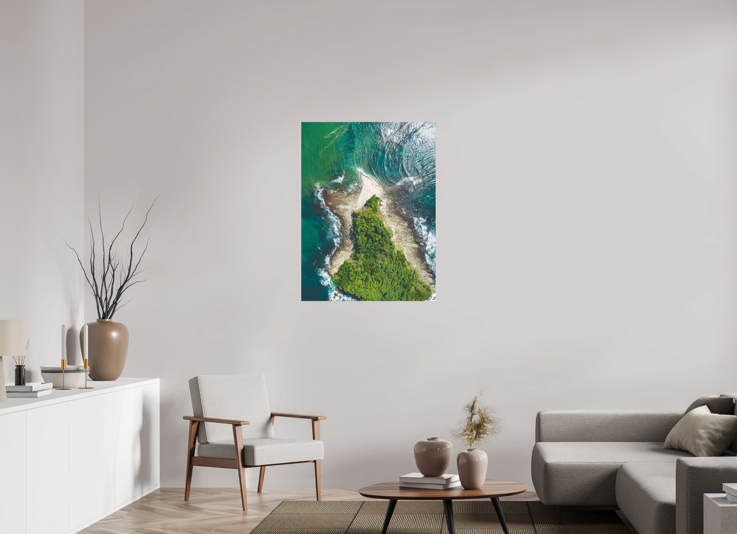Isla Chora in Bloom - Aerial Island Wall Art Print | Samara Bay Blue Waters