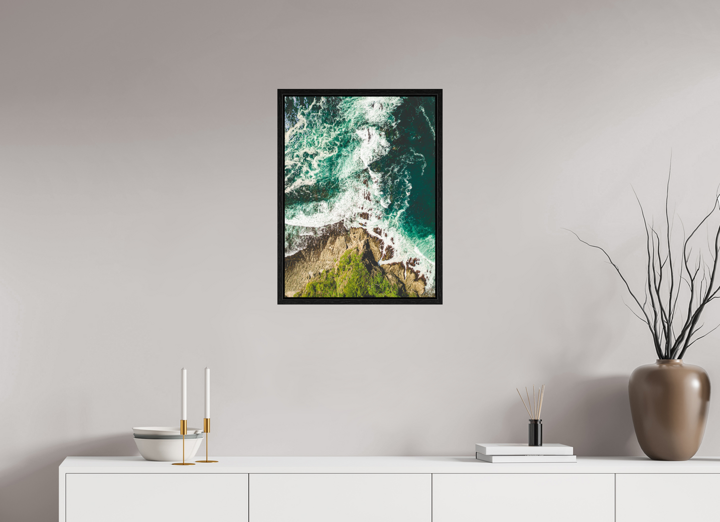 Ocean’s Edge Barrigona Aerial Coastal Wall Art Print | Blue Green Sea & Cliffs