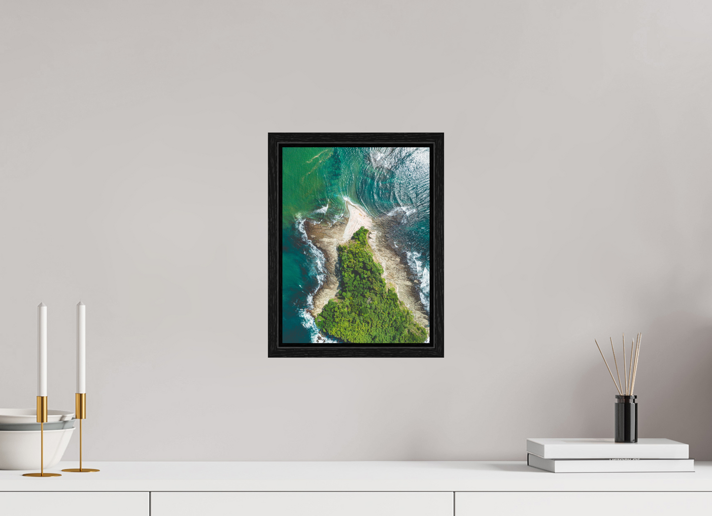 Isla Chora in Bloom - Aerial Island Wall Art Print | Samara Bay Blue Waters