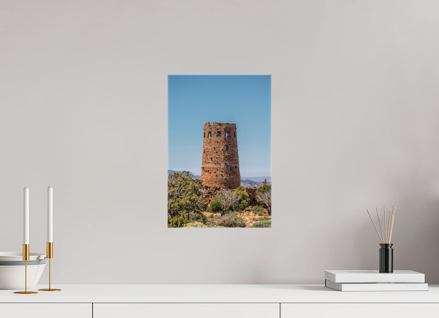 Desert Sentinel - Grand Canyon Vertical Wall Art Print | Desert View Watchtower & Sky