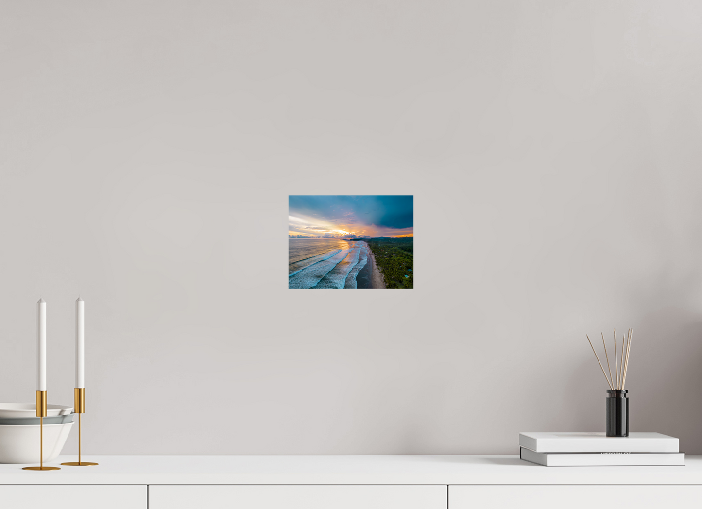 Golden Mirage - Costa de Oro Sunset Aerial Wall Art Print | Jungle Meets Ocean