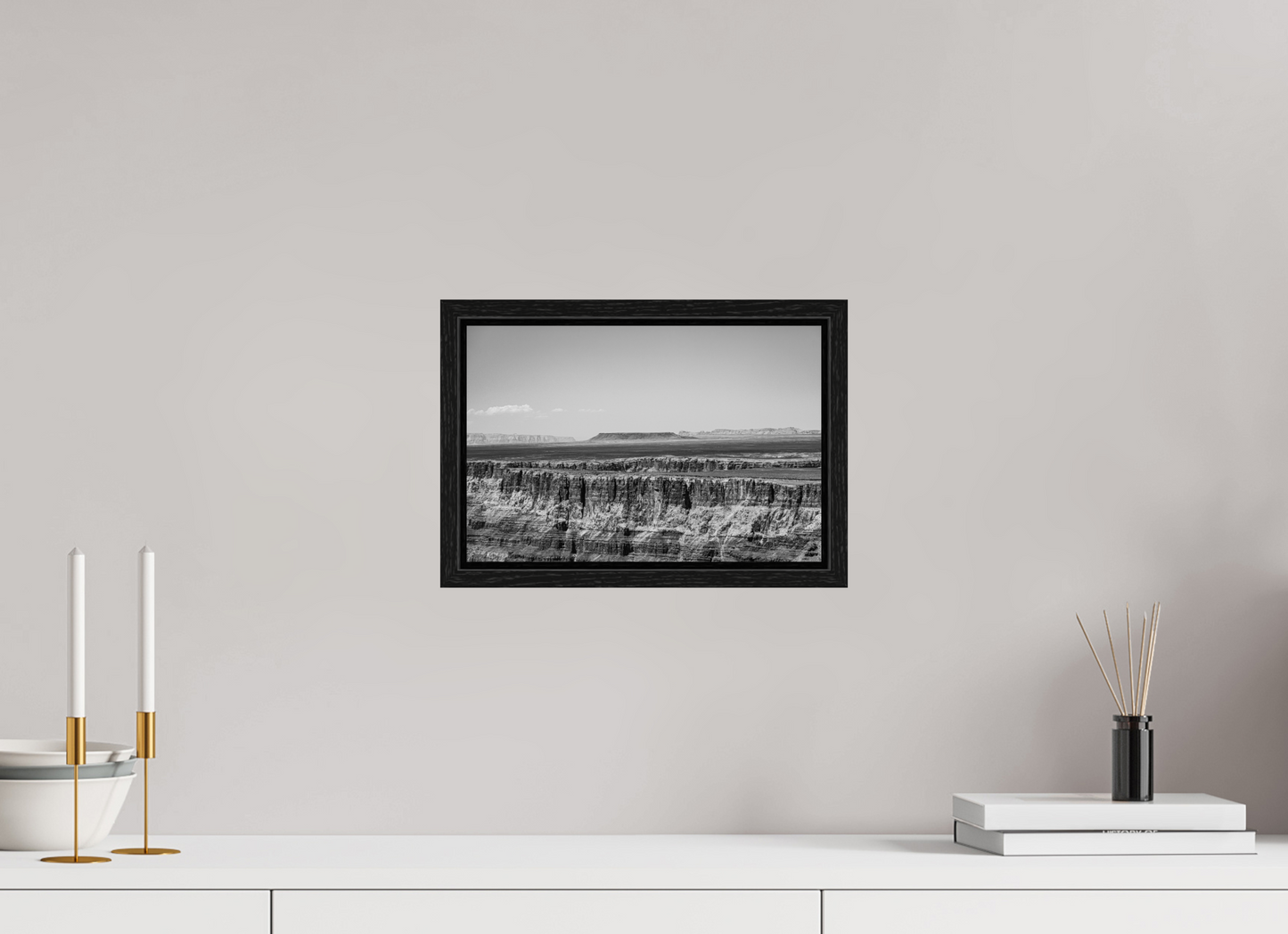 Silver Divide - Black and White Grand Canyon Print | Textured Rim & Mesa Horizon