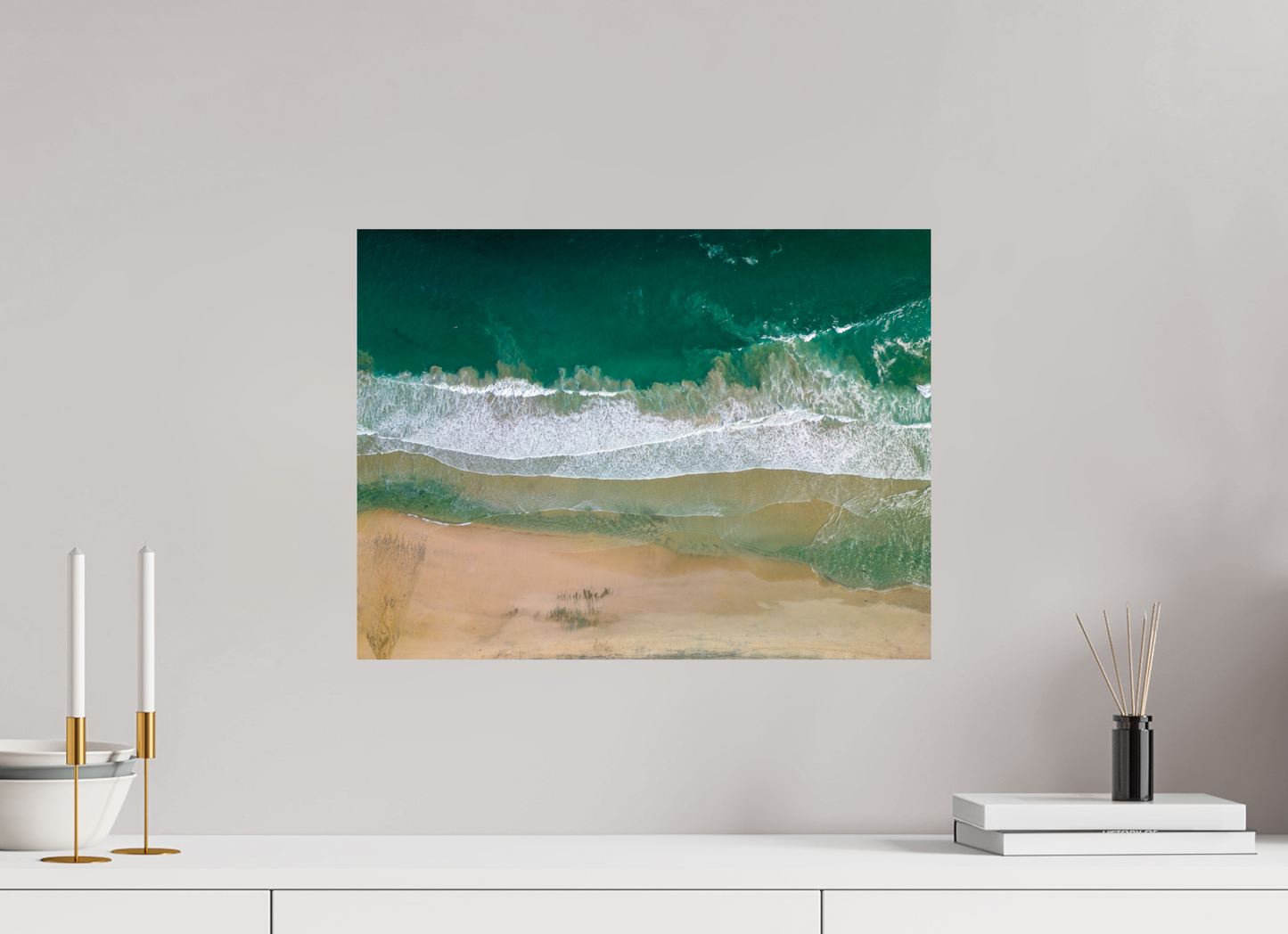 Solace at Barrigona - Aerial Ocean Wall Art Print | Waves and Lagoon on White Sand Beach