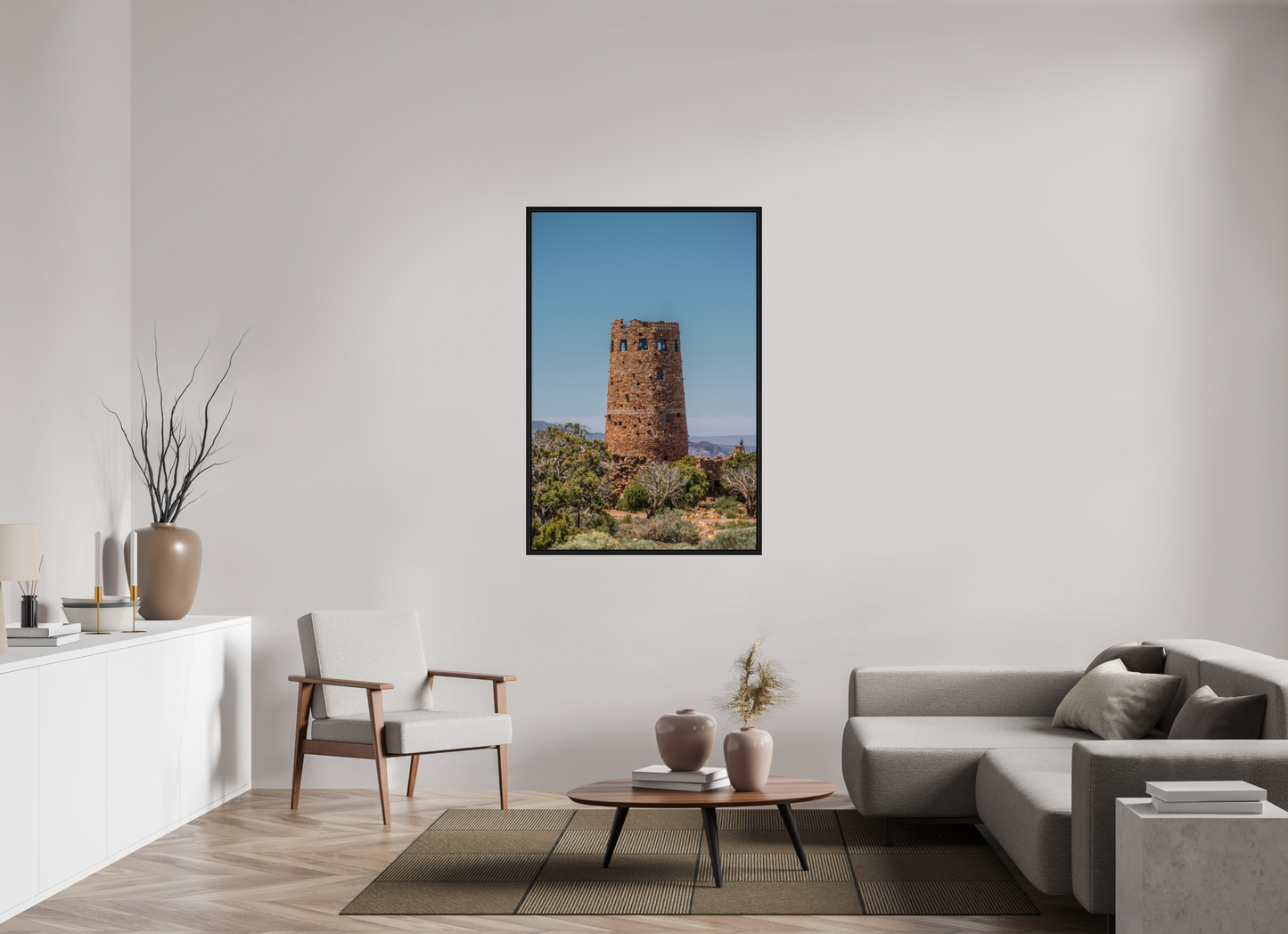 Desert Sentinel - Grand Canyon Vertical Wall Art Print | Desert View Watchtower & Sky