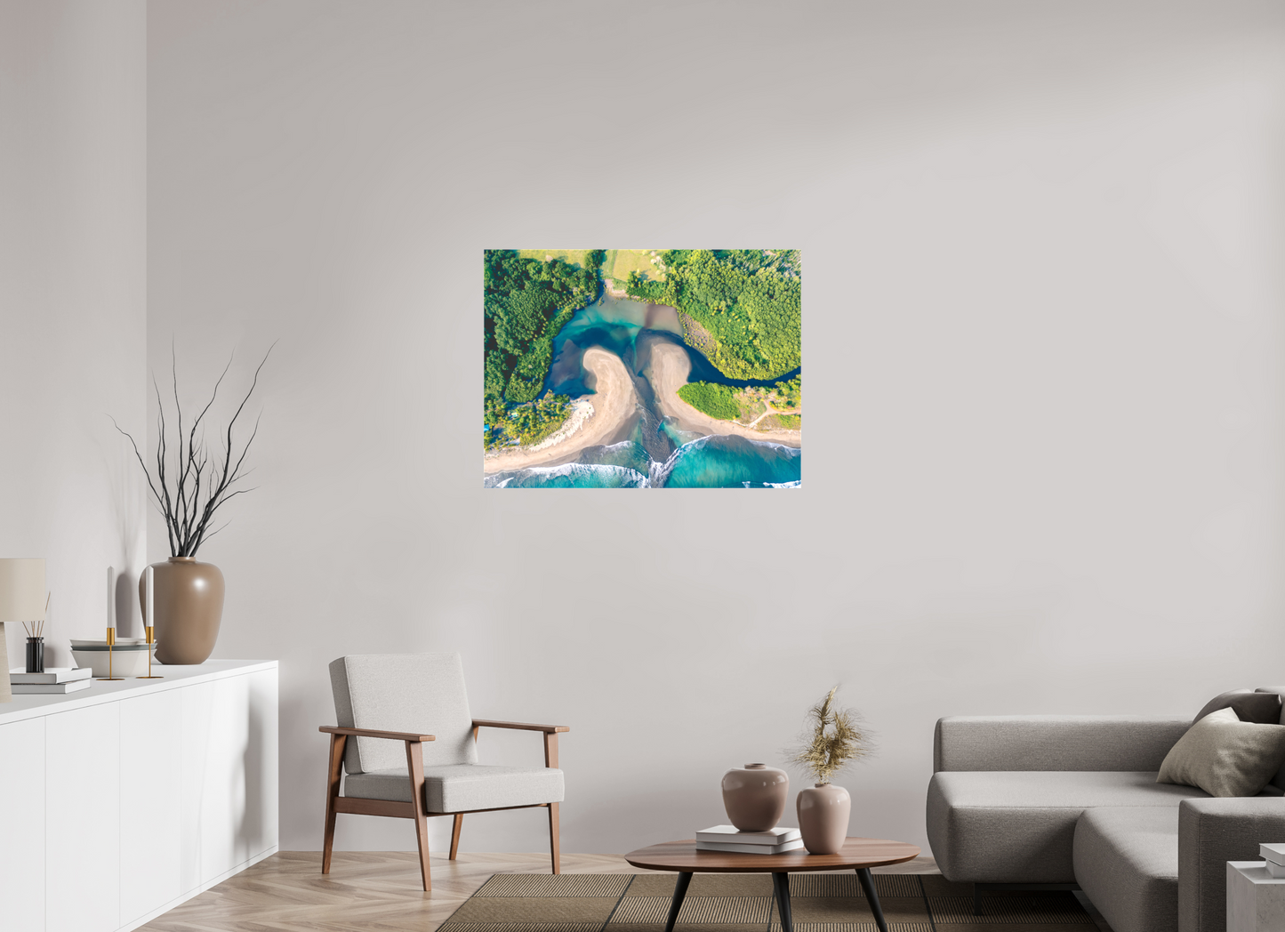 Convergence - Costa de Oro Aerial Estuary Wall Art Print | Turquoise Ocean & Jungle River
