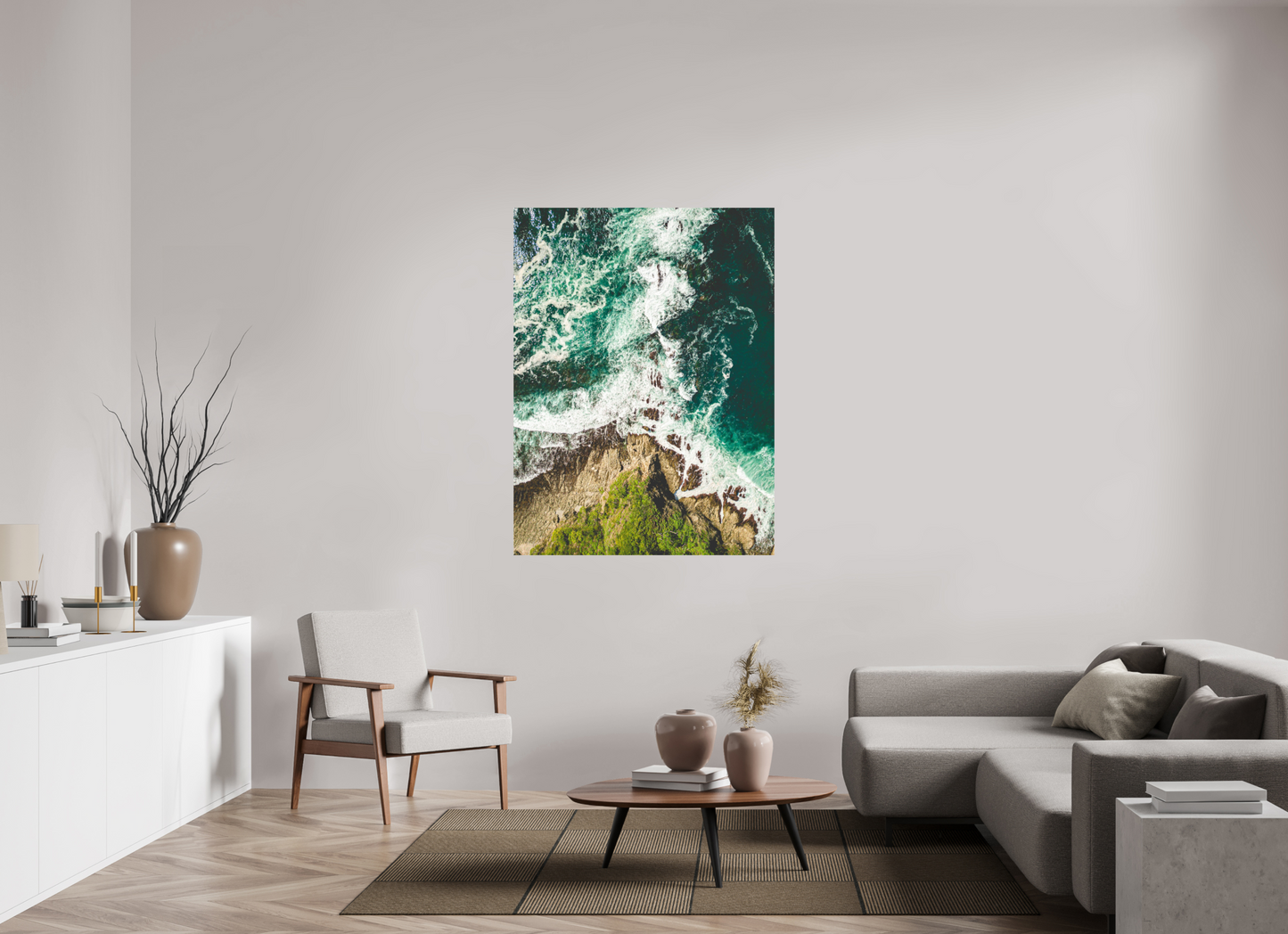 Ocean’s Edge Barrigona Aerial Coastal Wall Art Print | Blue Green Sea & Cliffs