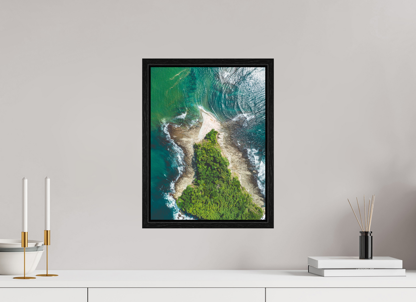 Isla Chora in Bloom - Aerial Island Wall Art Print | Samara Bay Blue Waters