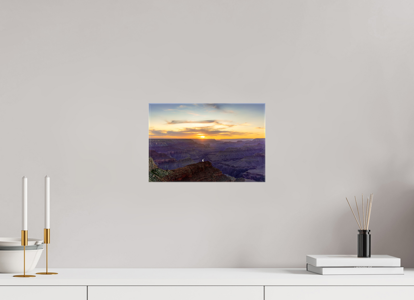 Heavenly West – Grand Canyon Sunset Wall Art Print | Golden Sky & Purple Cliffs from Hopi Point