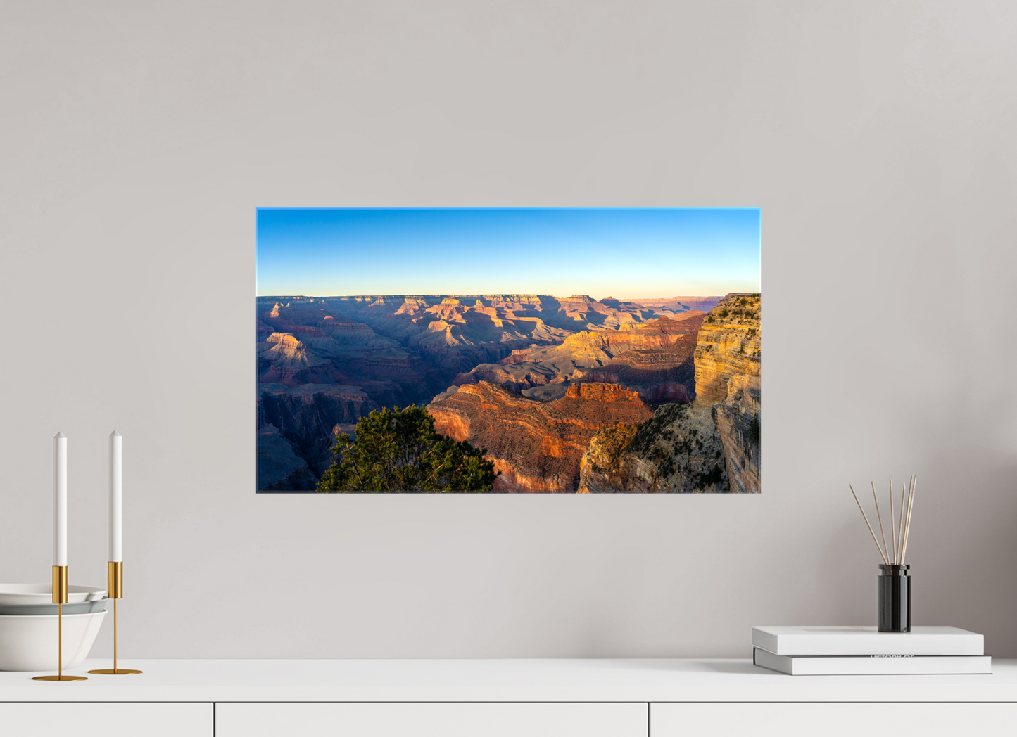 Painted Horizon – Grand Canyon Sunset Panorama Print | Red, Orange & Purple Landscape from Hopi Point