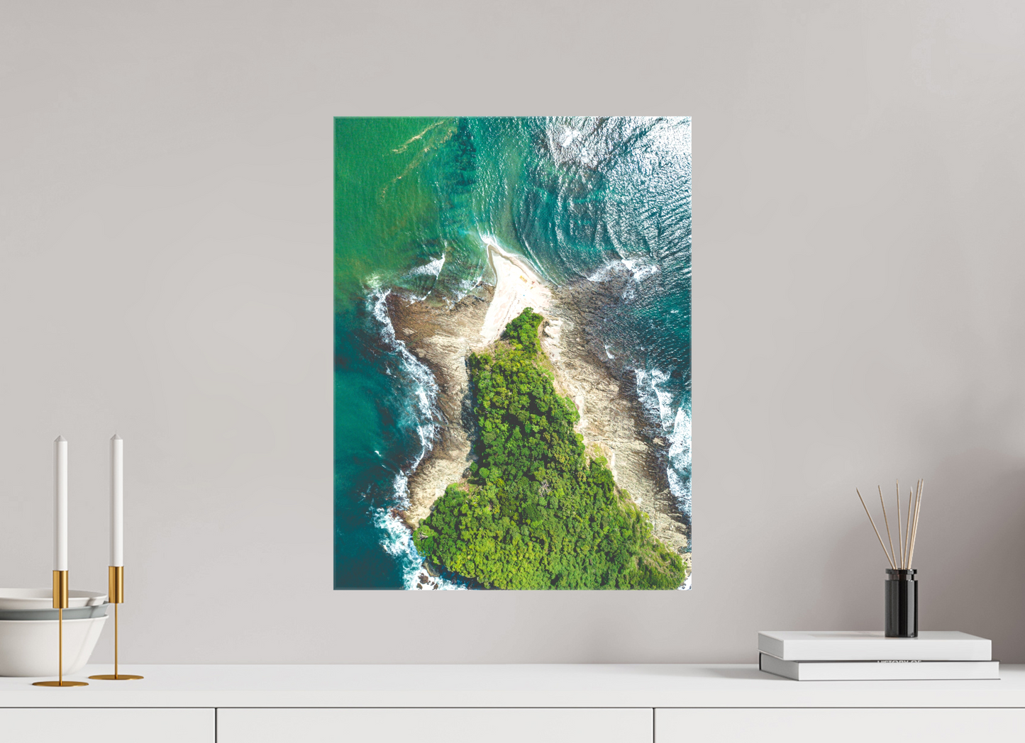 Isla Chora in Bloom - Aerial Island Wall Art Print | Samara Bay Blue Waters
