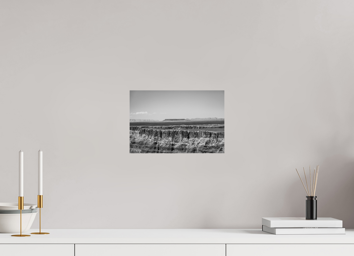 Silver Divide - Black and White Grand Canyon Print | Textured Rim & Mesa Horizon