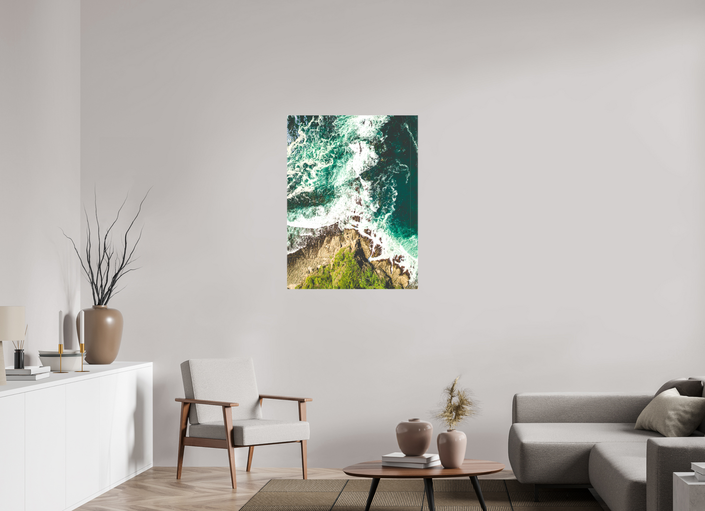 Ocean’s Edge Barrigona Aerial Coastal Wall Art Print | Blue Green Sea & Cliffs