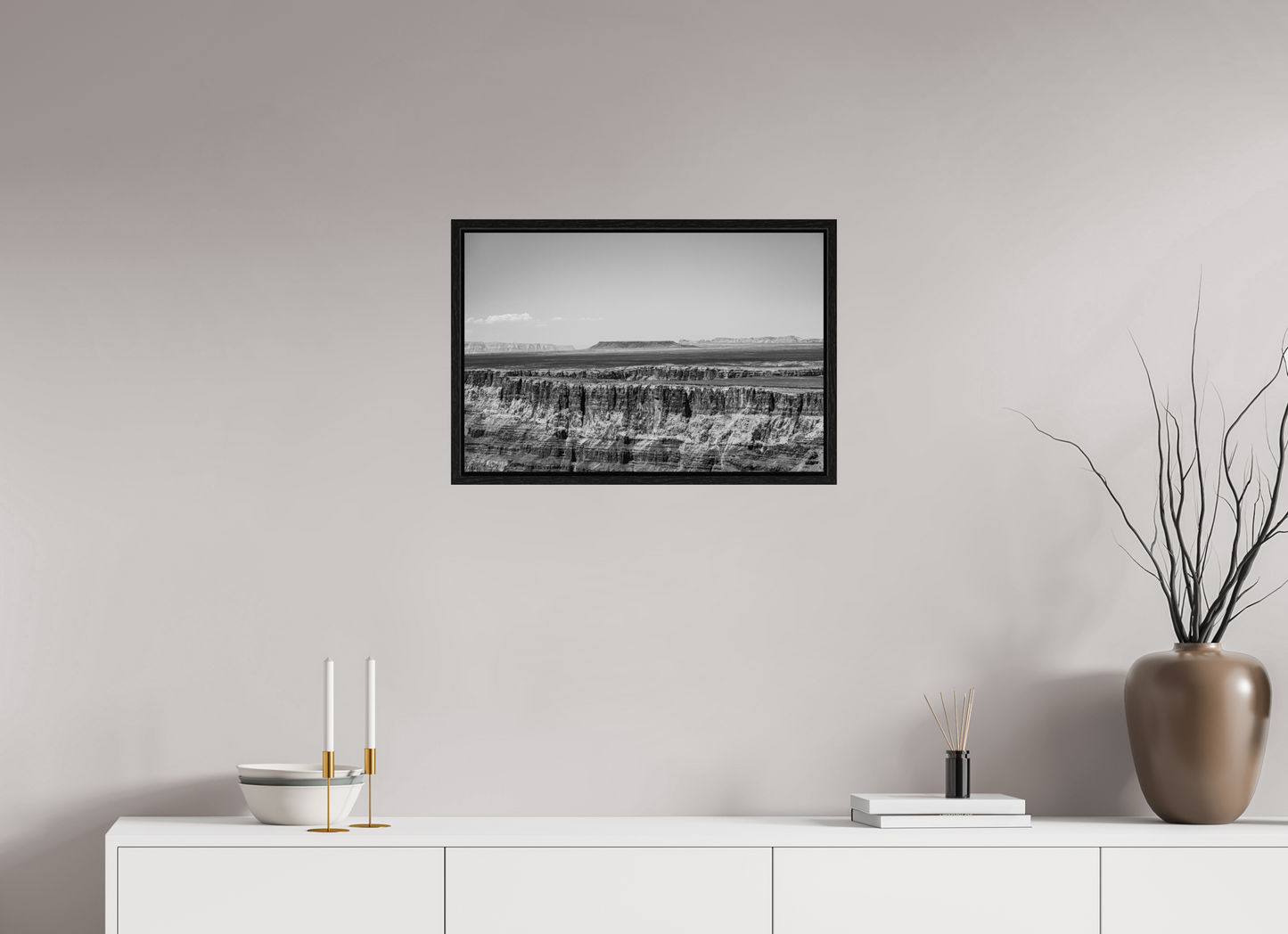 Silver Divide - Black and White Grand Canyon Print | Textured Rim & Mesa Horizon