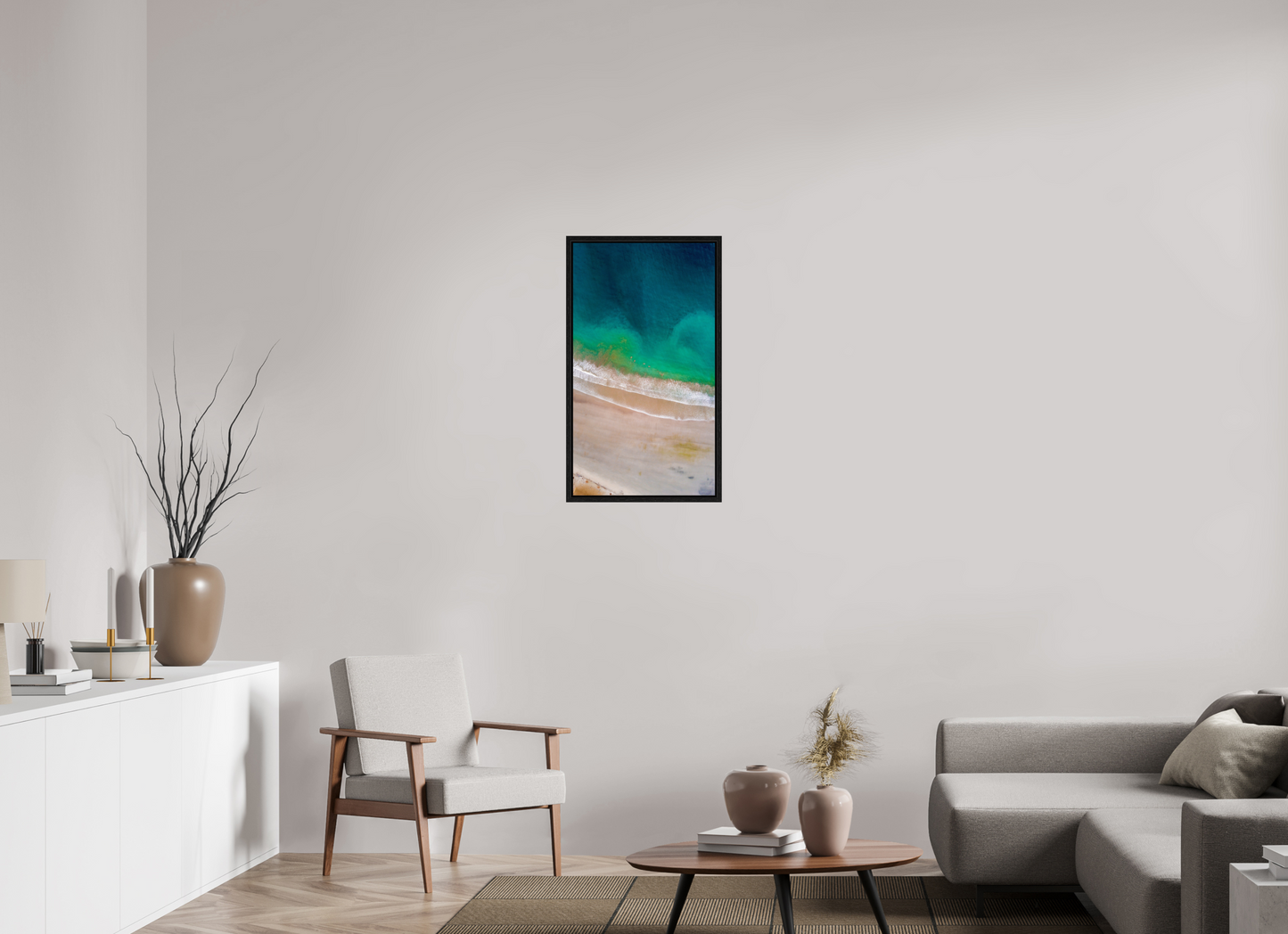 Calm Before the Tide in Sámara Vertical Ocean Wall Art Print | Turquoise to Deep Blue Gradient