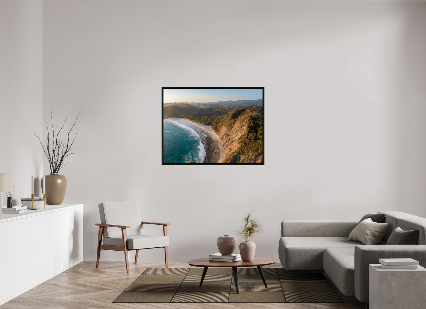Pale Gold Barrigona Aerial Sunset Print | White Sand Beach & Blue Sea on the Nicoya Peninsula