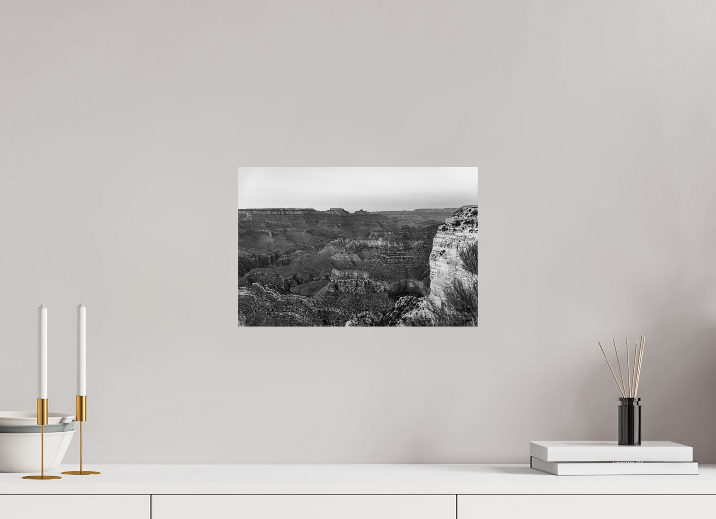 Stone Silence - Black and White Grand Canyon Landscape Print | Textured Canyon View from Hopi Point