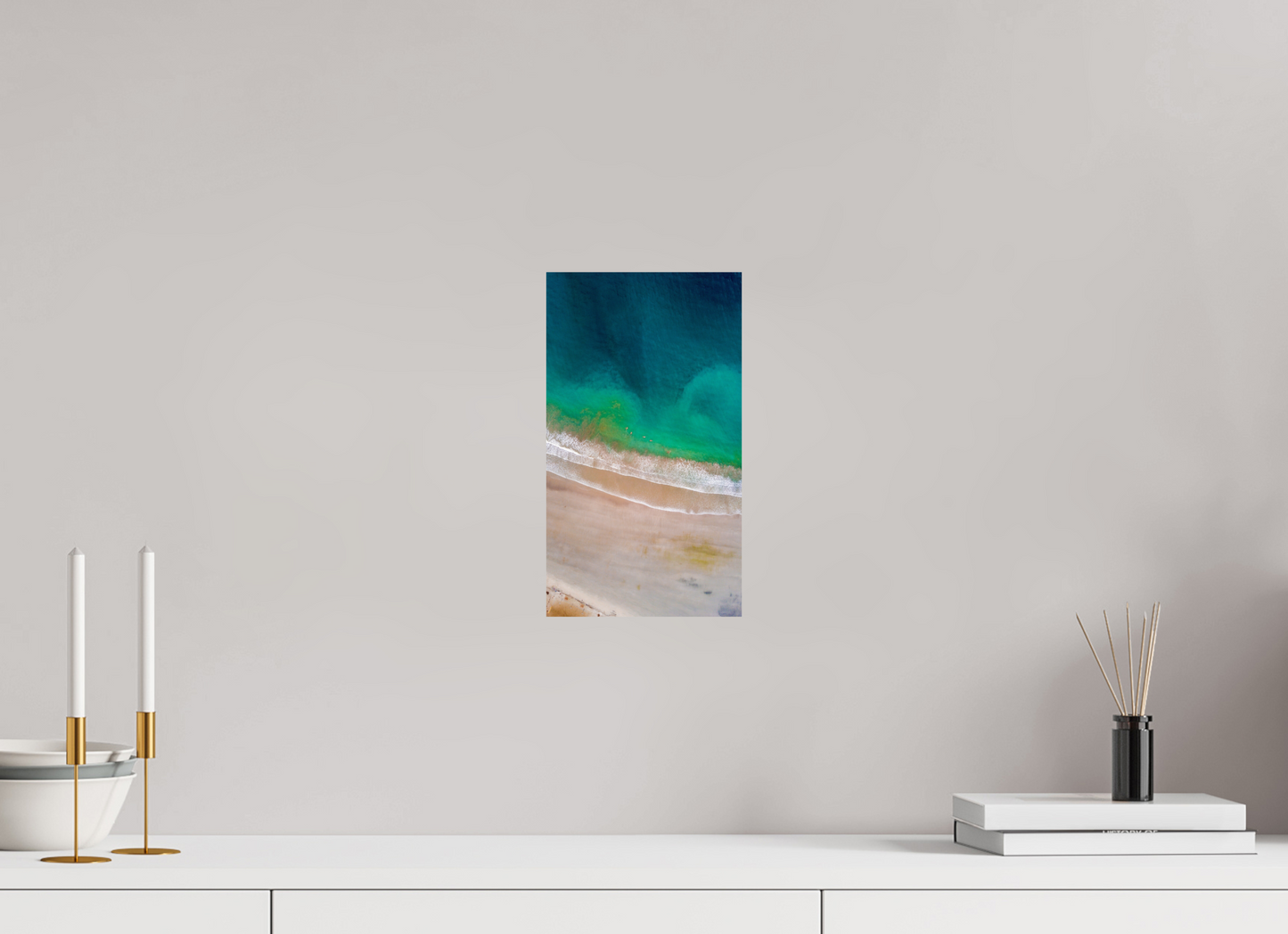 Calm Before the Tide in Sámara Vertical Ocean Wall Art Print | Turquoise to Deep Blue Gradient