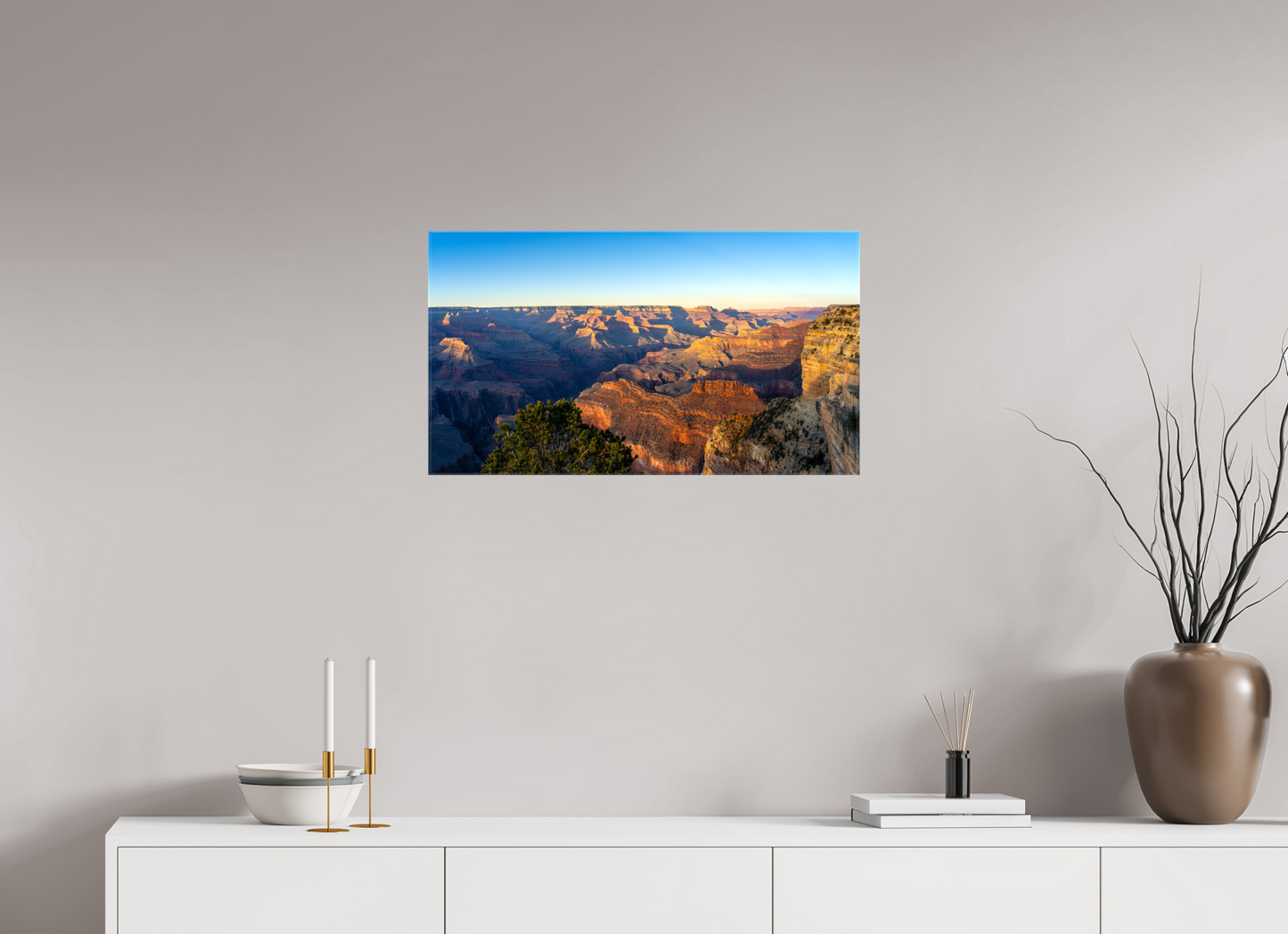 Painted Horizon – Grand Canyon Sunset Panorama Print | Red, Orange & Purple Landscape from Hopi Point