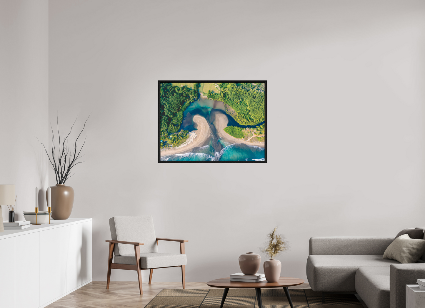Convergence - Costa de Oro Aerial Estuary Wall Art Print | Turquoise Ocean & Jungle River
