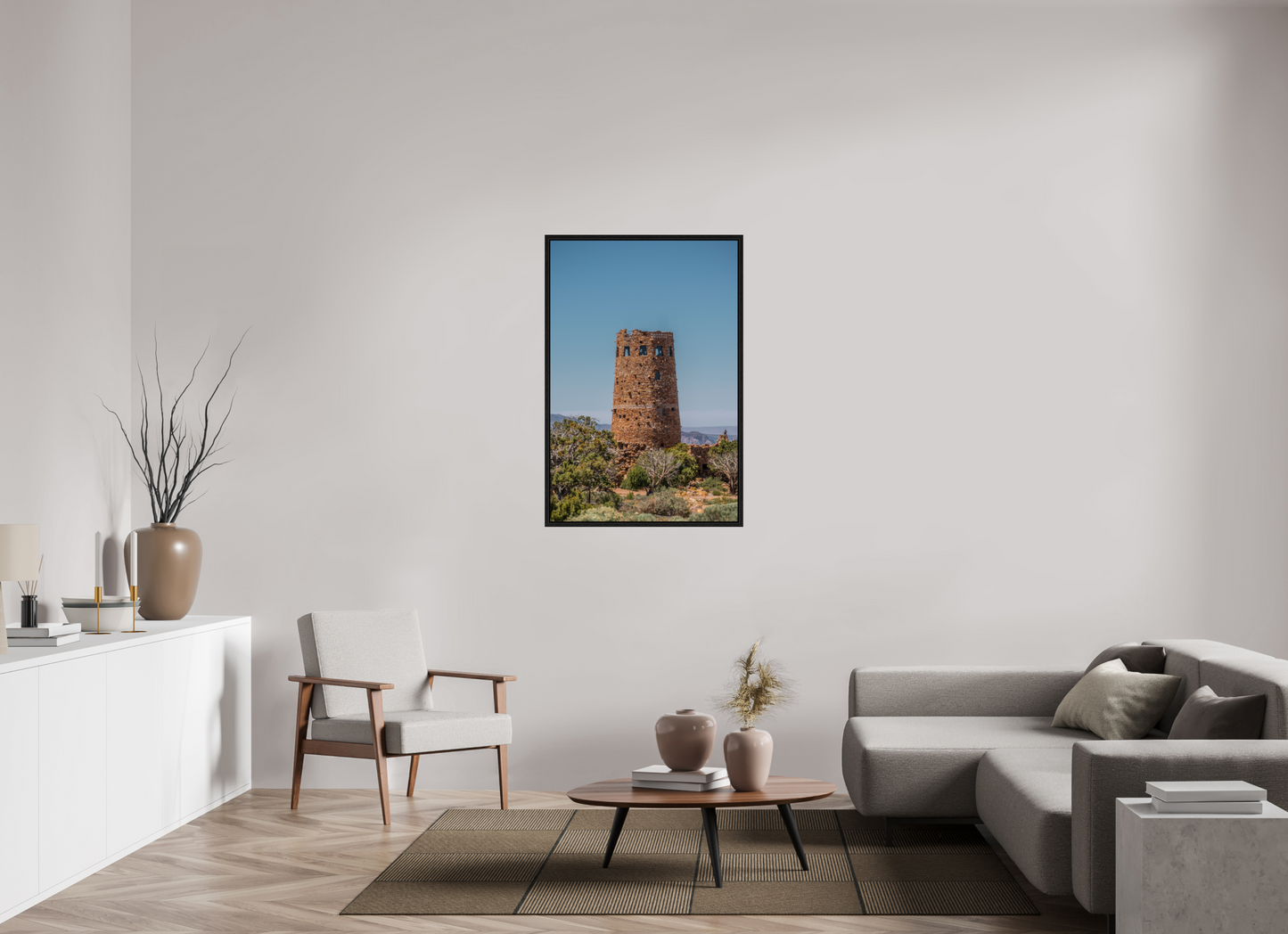 Desert Sentinel - Grand Canyon Vertical Wall Art Print | Desert View Watchtower & Sky