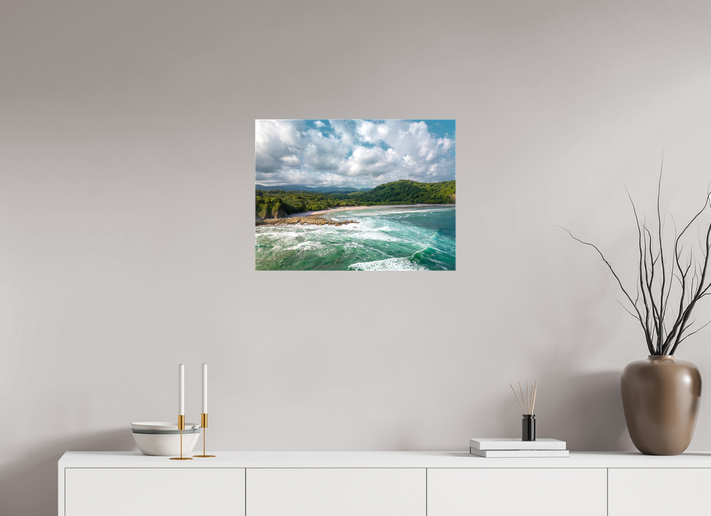 Wild Grace - Barrigona Aerial Beach Photography Print | Roaring Waves & Lush Coastal Hills