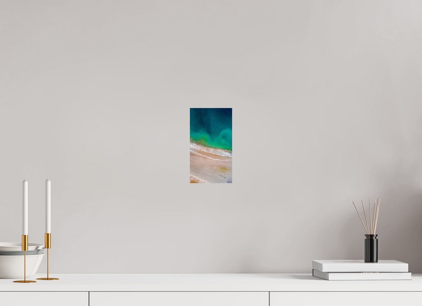 Calm Before the Tide in Sámara Vertical Ocean Wall Art Print | Turquoise to Deep Blue Gradient