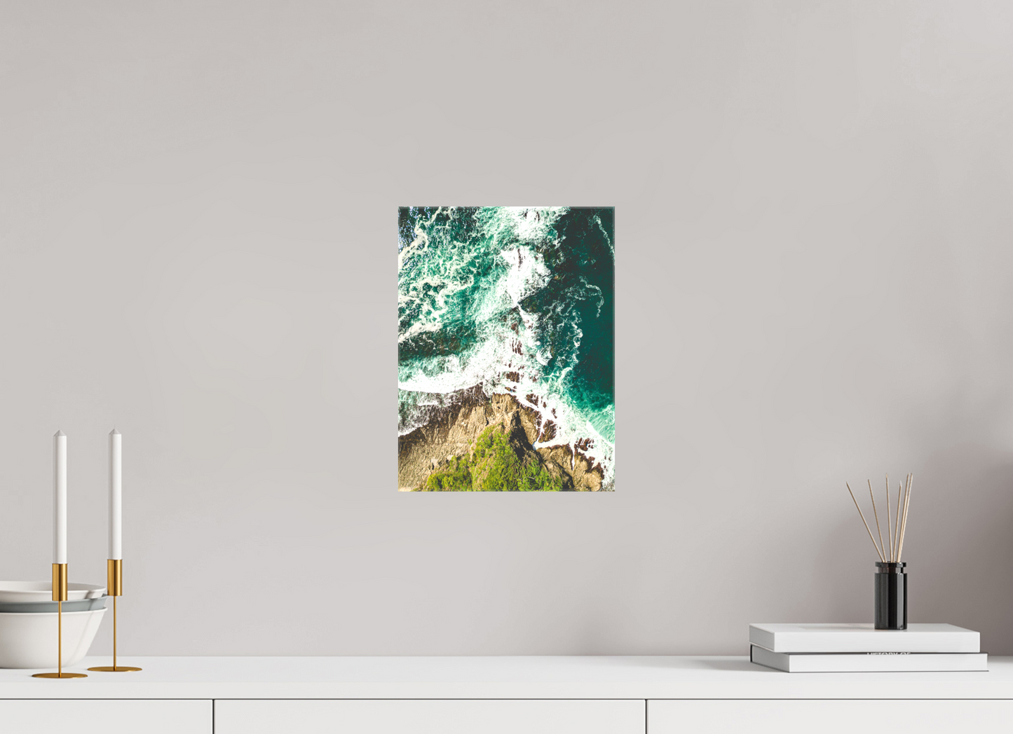 Ocean’s Edge Barrigona Aerial Coastal Wall Art Print | Blue Green Sea & Cliffs