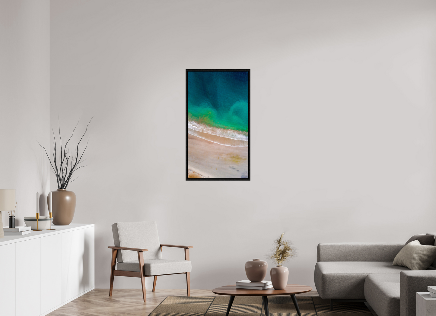 Calm Before the Tide in Sámara Vertical Ocean Wall Art Print | Turquoise to Deep Blue Gradient