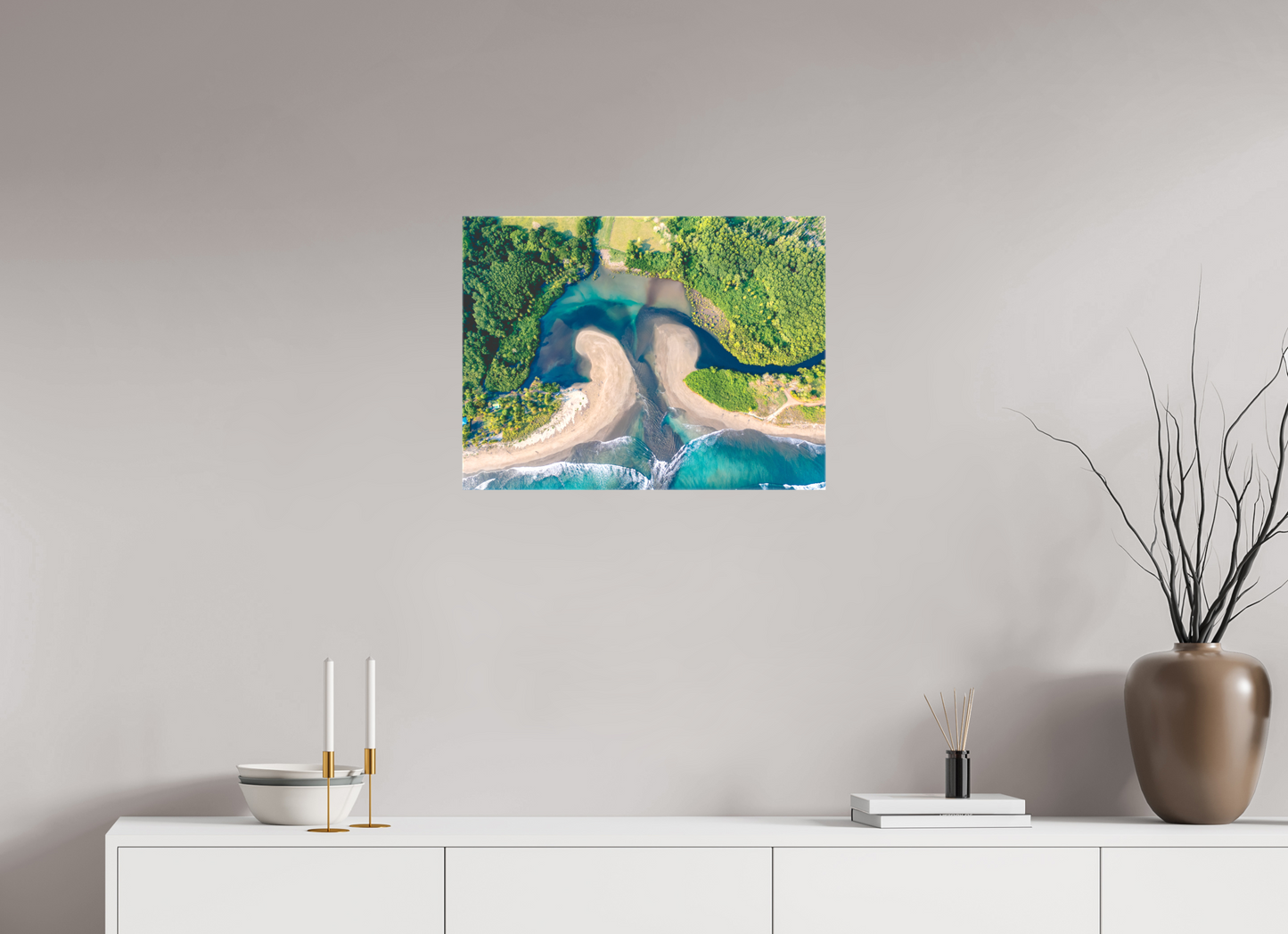 Convergence - Costa de Oro Aerial Estuary Wall Art Print | Turquoise Ocean & Jungle River