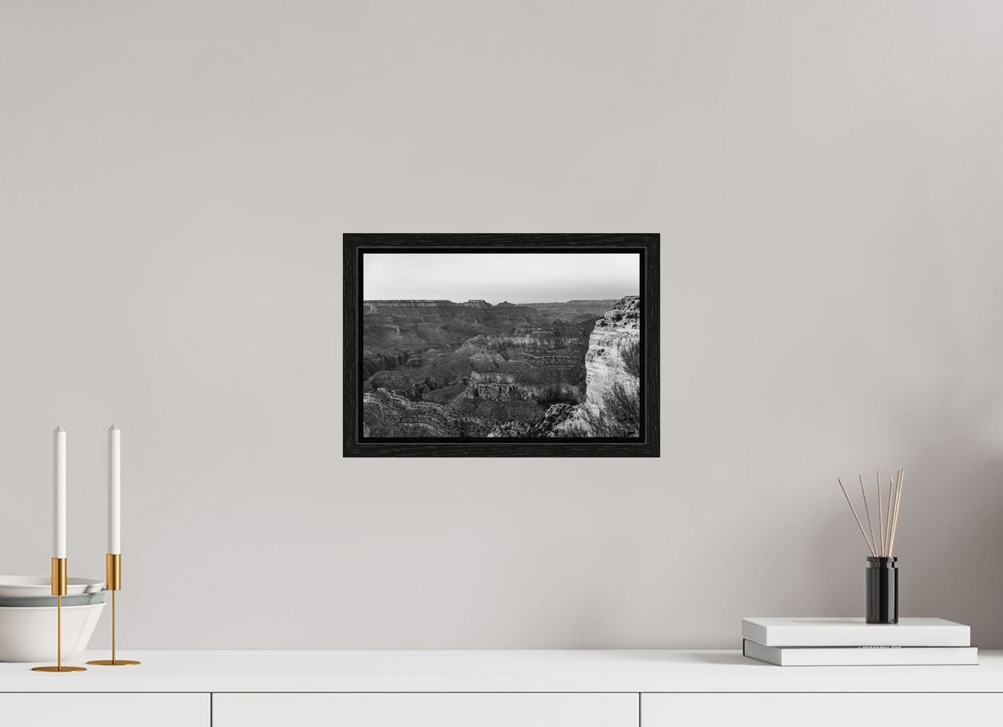 Stone Silence - Black and White Grand Canyon Landscape Print | Textured Canyon View from Hopi Point