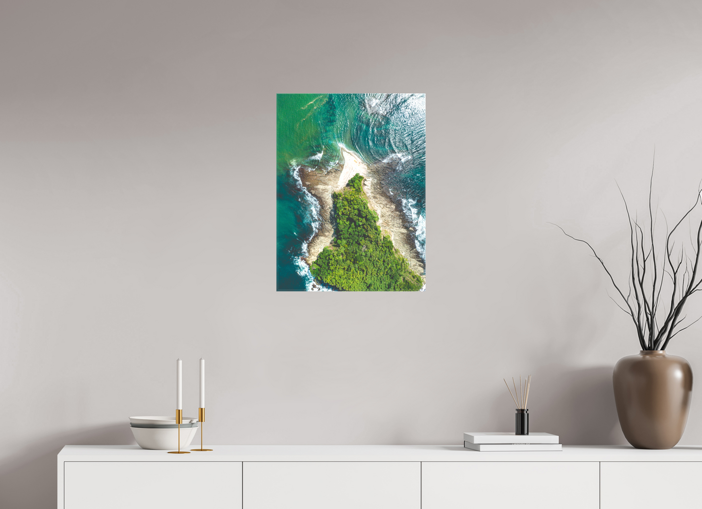 Isla Chora in Bloom - Aerial Island Wall Art Print | Samara Bay Blue Waters