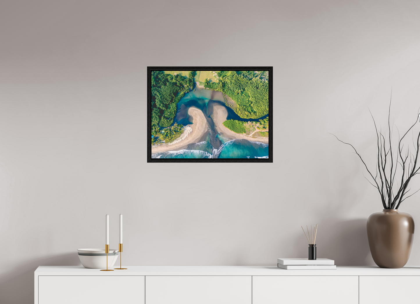 Convergence - Costa de Oro Aerial Estuary Wall Art Print | Turquoise Ocean & Jungle River