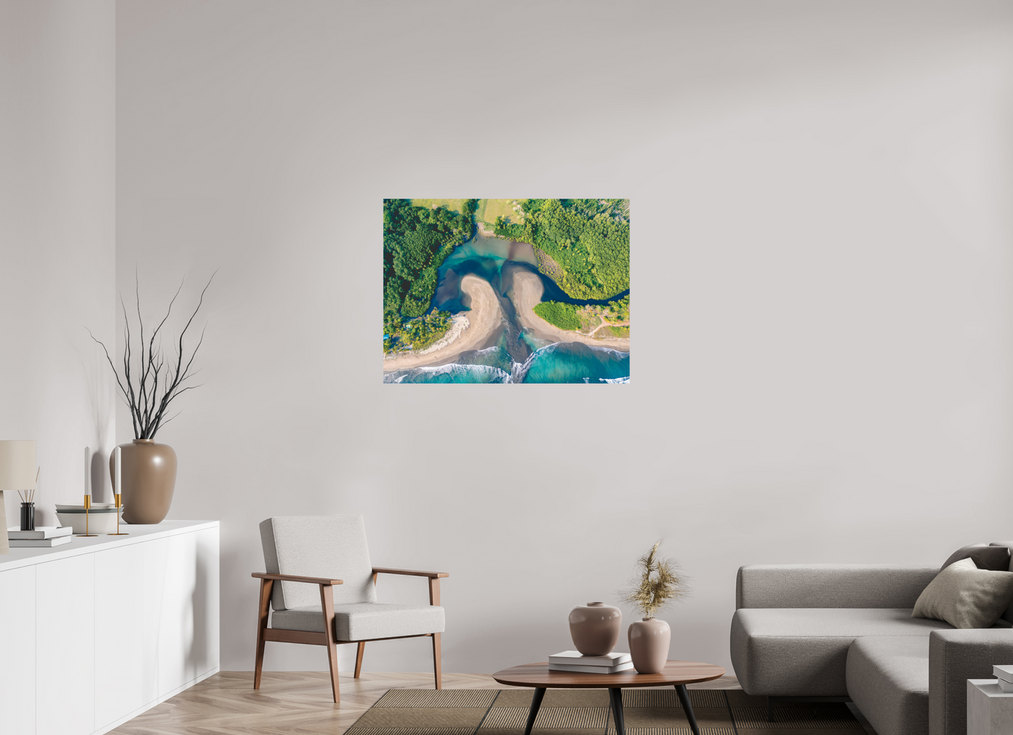 Convergence - Costa de Oro Aerial Estuary Wall Art Print | Turquoise Ocean & Jungle River