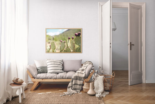 Cactus Bloom – Prickly Pear with Red Fruit | Arizona Desert Botanical Print