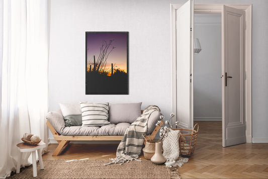Desert Fade - Arizona Sunset Silhouette Print | Saguaros, Ocotillo & Layered Sky