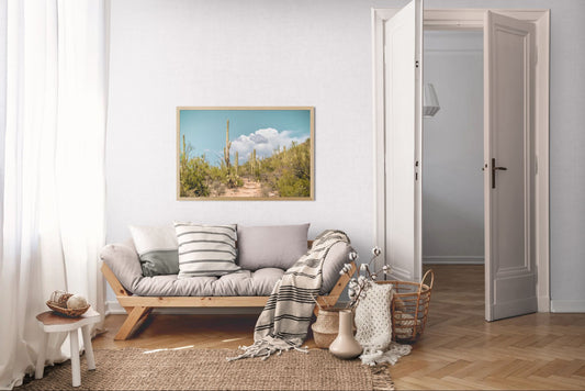 Desert Gate - Saguaro National Park Fine Art Print | Palo Verde Trees, Saguaros & Stone Trail