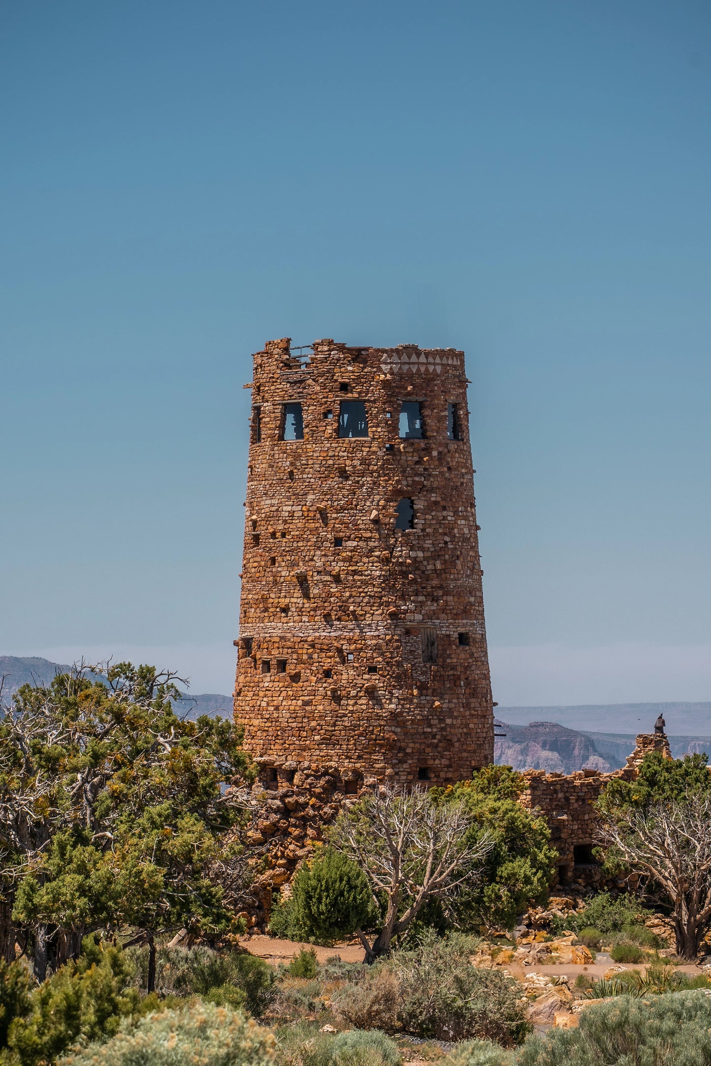 Desert Sentinel - Grand Canyon Vertical Wall Art Print | Desert View Watchtower & Sky