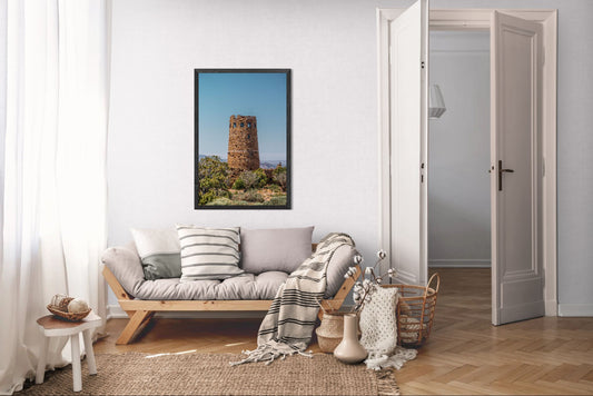 Desert Sentinel - Grand Canyon Vertical Wall Art Print | Desert View Watchtower & Sky