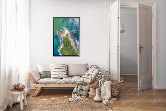 Isla Chora in Bloom - Aerial Island Wall Art Print | Samara Bay Blue Waters