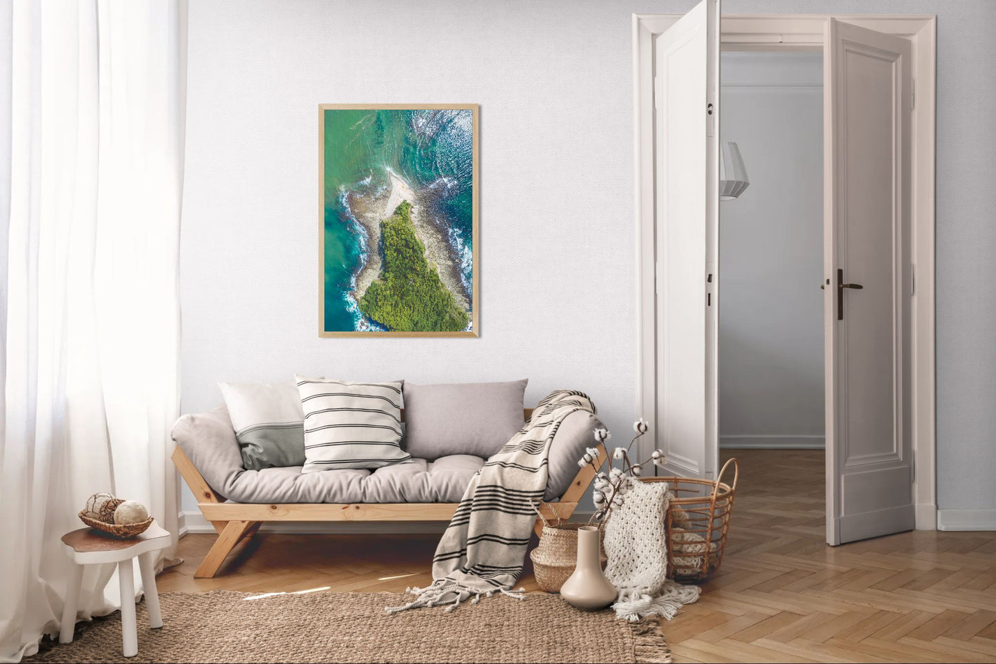 Isla Chora in Bloom - Aerial Island Wall Art Print | Samara Bay Blue Waters