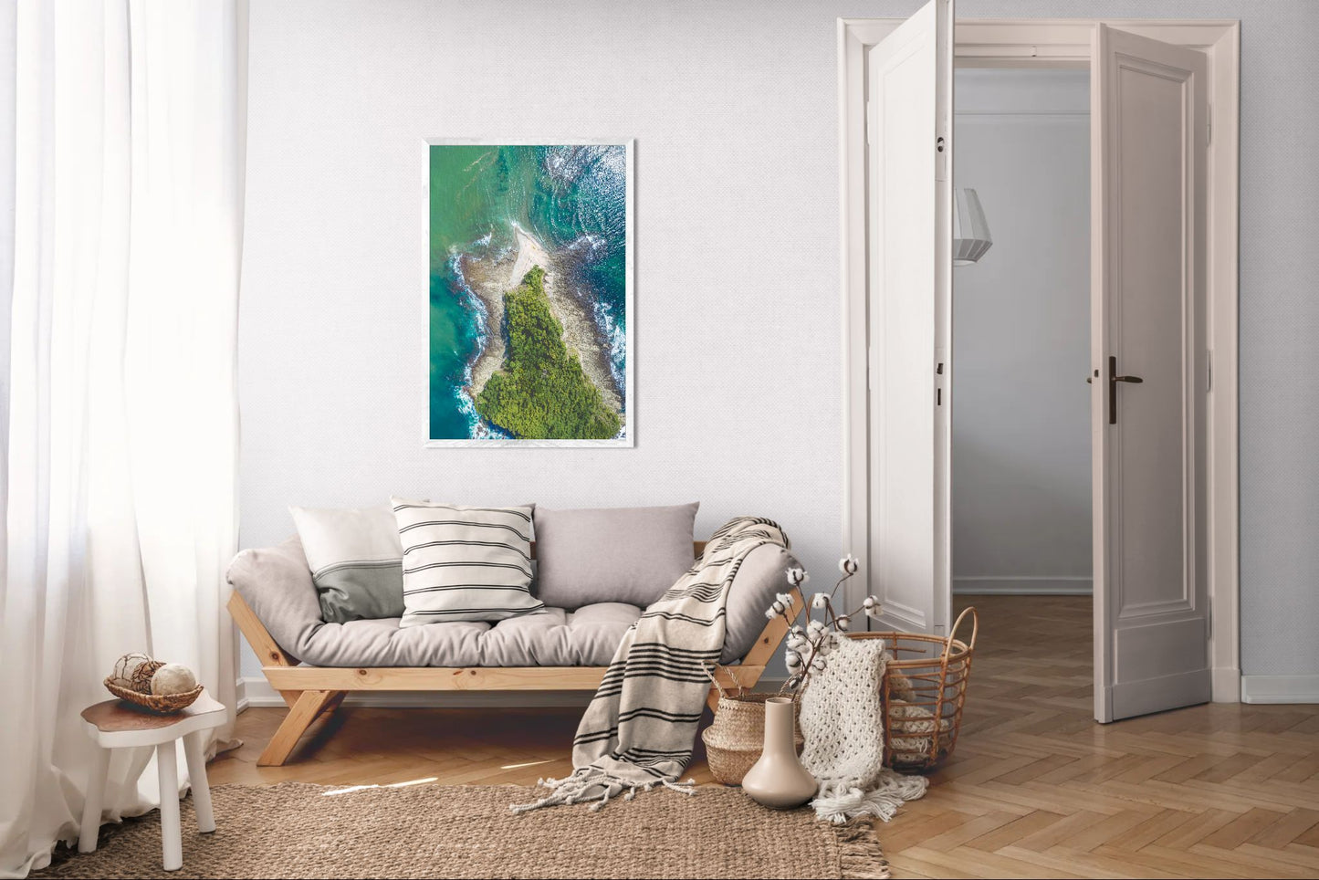 Isla Chora in Bloom - Aerial Island Wall Art Print | Samara Bay Blue Waters