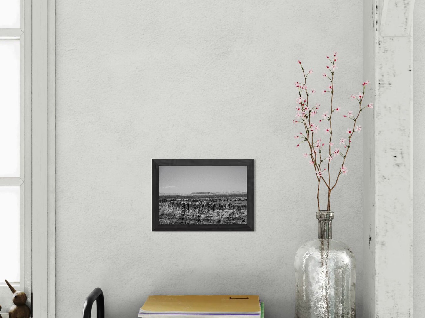 Silver Divide - Black and White Grand Canyon Print | Textured Rim & Mesa Horizon