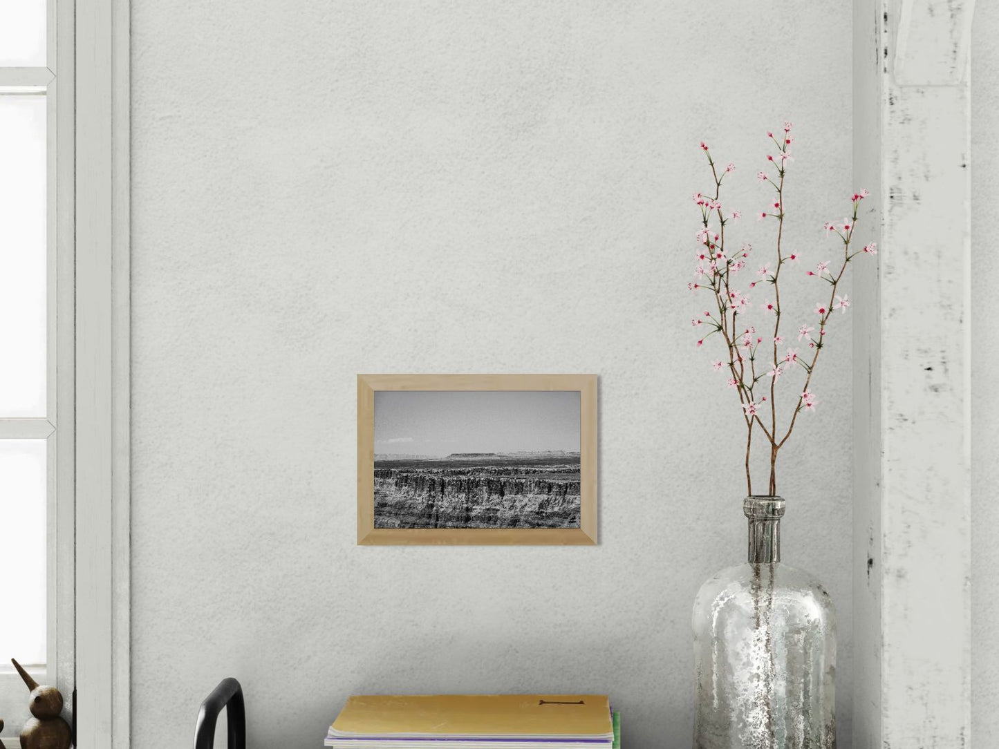Silver Divide - Black and White Grand Canyon Print | Textured Rim & Mesa Horizon